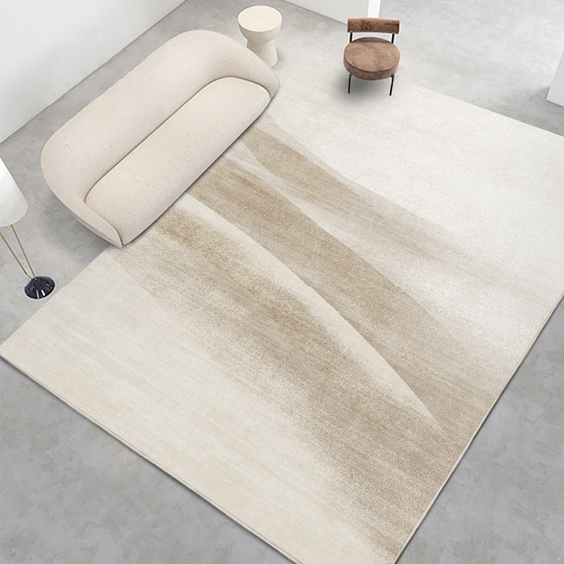 Light Brown Simple Rug Polyester Graphic Rug Non-Slip Backing Rug for Living Room