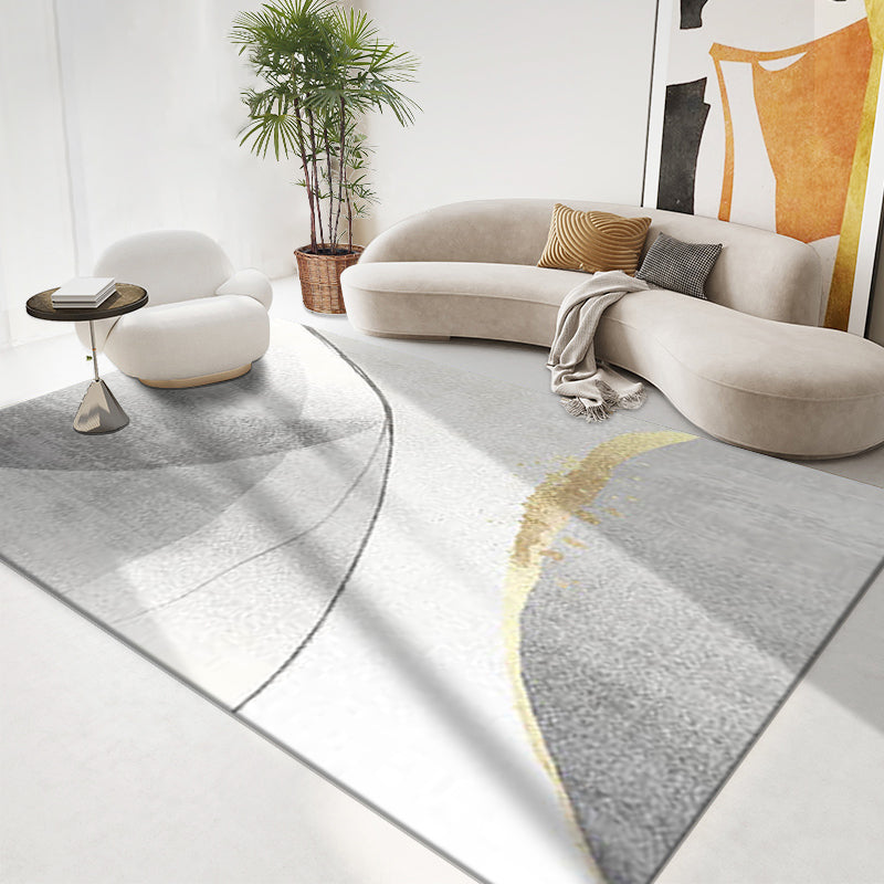 Light Brown Simple Rug Polyester Graphic Rug Non-Slip Backing Rug for Living Room