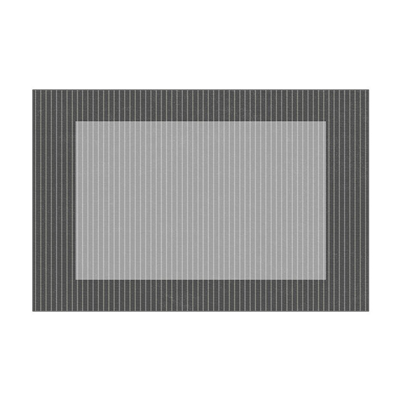Grey Straight Stripe Rug Polyester Simple Rug Non-Slip Backing Rug for Living Room