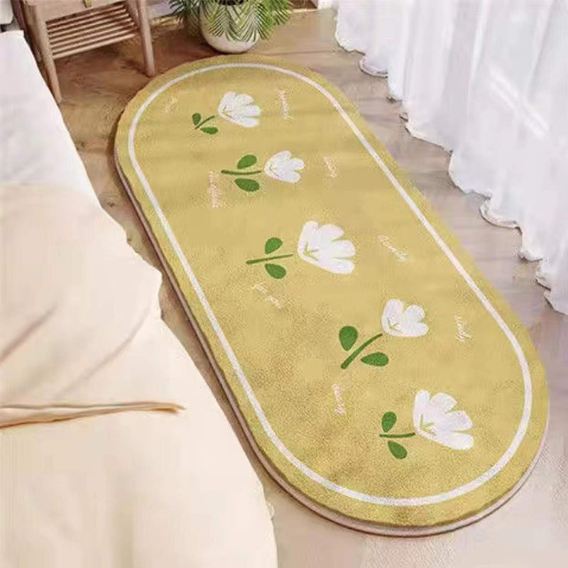 Beige Simple Rug Polyester Tulip Indoor Rug Non-Slip Backing Rug for Home Decor