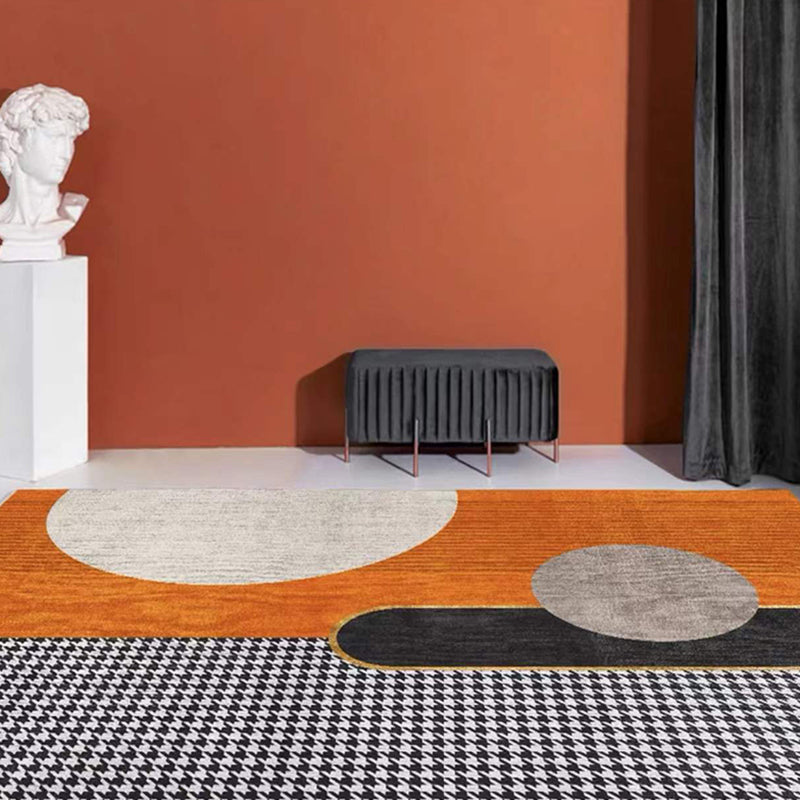 Dark Gray Simple Rug Polyester Moon Area Rug Non-Slip Backing Rug for Home Decor