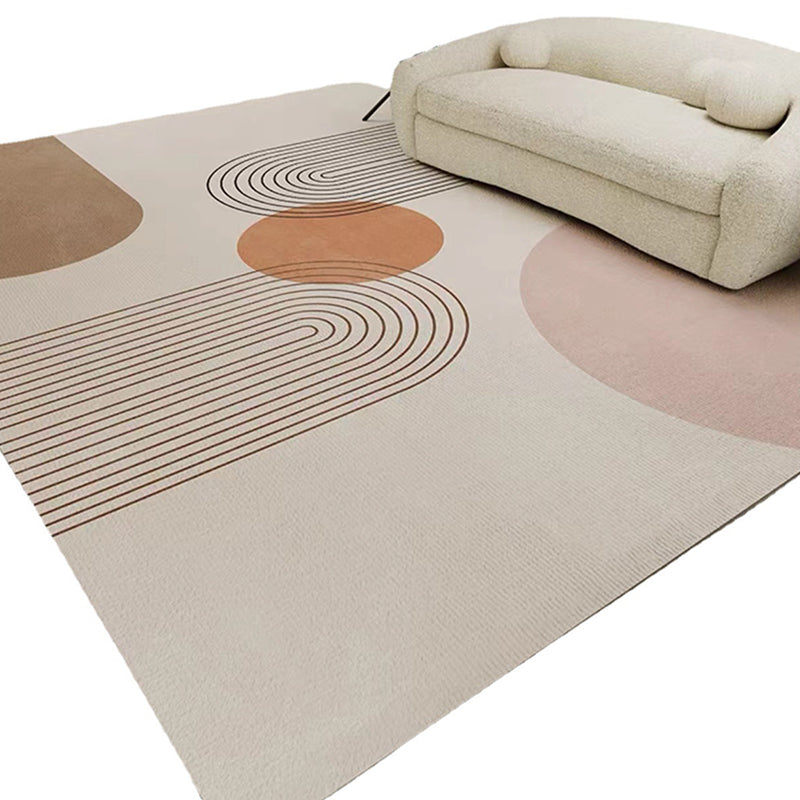 Grey Simple Carpet Polyester Stripe Carpet Non-Slip Backing Carpet for Home Decor