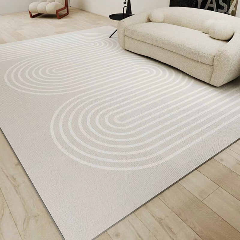 Grey Simple Carpet Polyester Stripe Carpet Non-Slip Backing Carpet for Home Decor