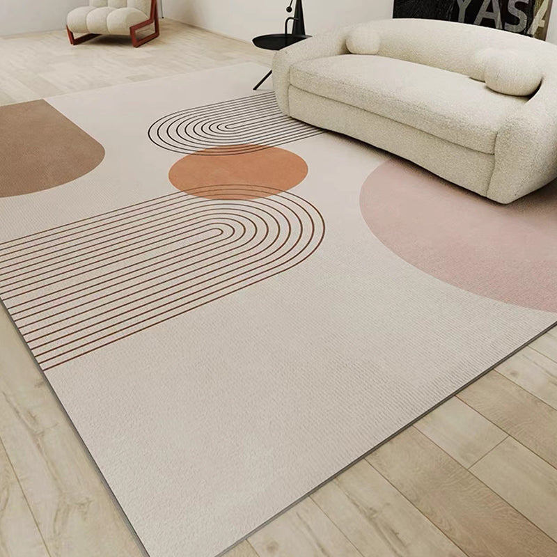 Grey Simple Carpet Polyester Stripe Carpet Non-Slip Backing Carpet for Home Decor