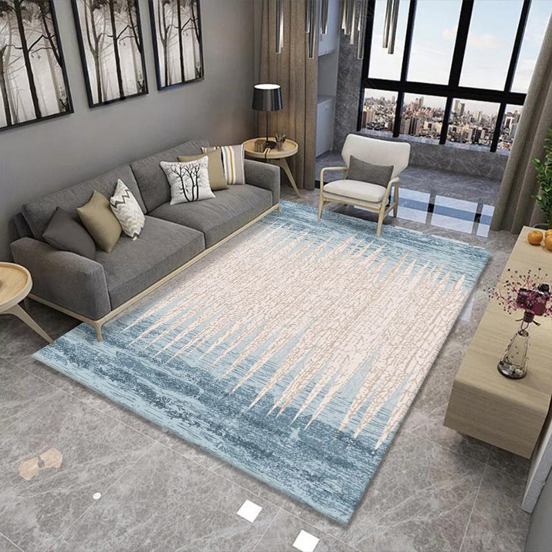 Dark Brown Abstract Print Rug Polyester Simple Rug Stain Resistant Rug for Home Decoration