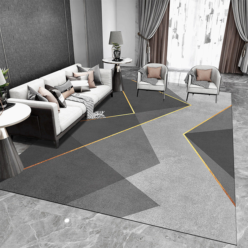 Gray Black Graphic Carpet Polyester Simple Carpet Stain Resistant Carpet for Living Room