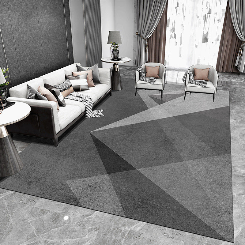 Gray Black Graphic Carpet Polyester Simple Carpet Stain Resistant Carpet for Living Room