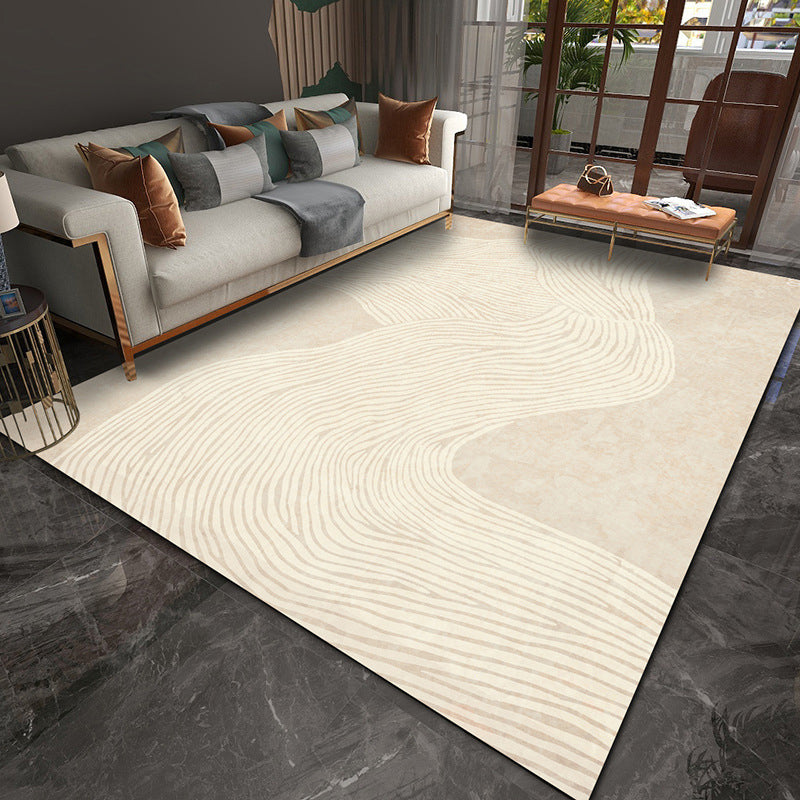 Alfombra de alfombra de curva beige alfombra de respaldo sin deslizamiento para salón para el salón