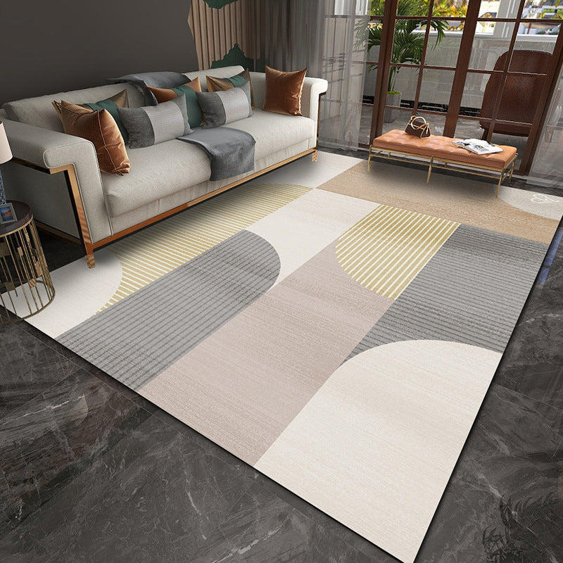 Alfombra de alfombra de curva beige alfombra de respaldo sin deslizamiento para salón para el salón