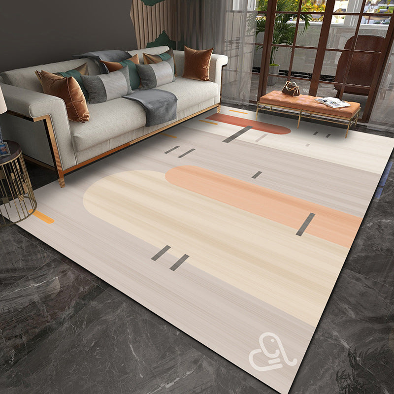 Brown Simple Rug Polyester Modern Rug Washable Indoor Rug for Home Decor