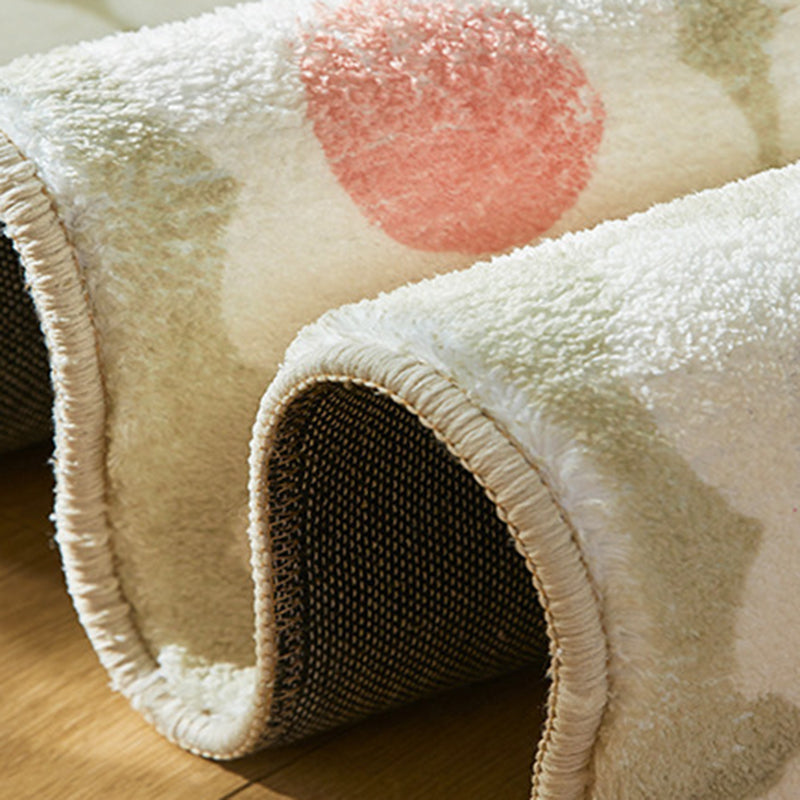 Orange Flower Rug Polyester Simple Rug Washable Area Rug for Living Room