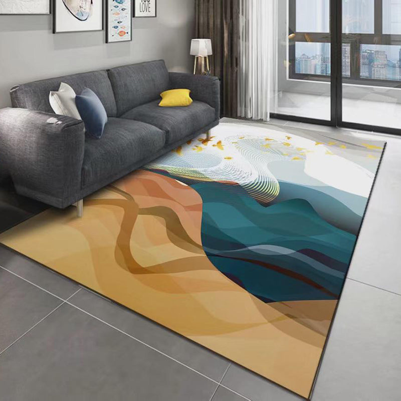 Modern Artistic Pattern Carpet Polyester Indoor Rug Non-Slip Backing Area Carpet for Home Decoration