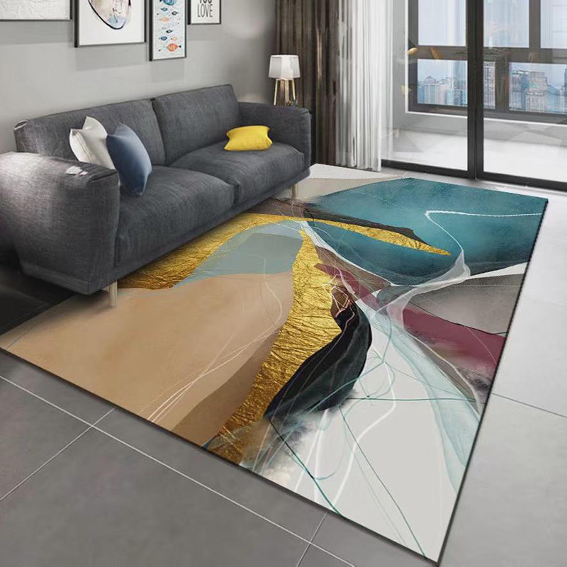 Modern Artistic Pattern Carpet Polyester Indoor Rug Non-Slip Backing Area Carpet for Home Decoration