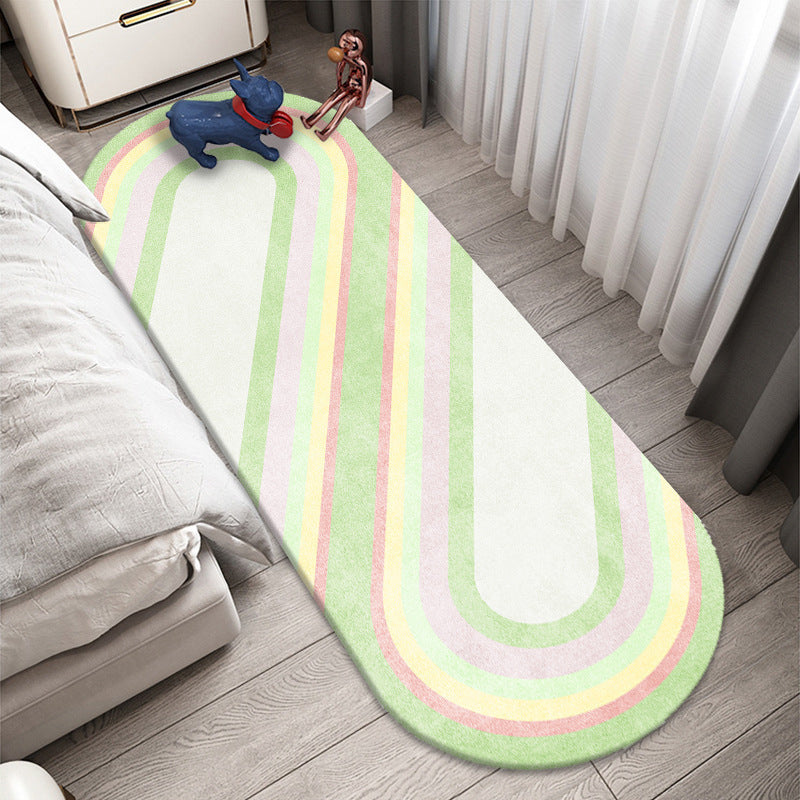 Purple Simple Rug Polyester Chromatic Stripe Rug Washable Rug for Living Room