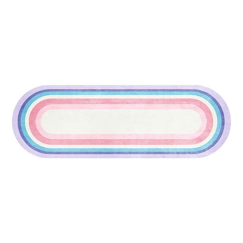 Purple Simple Rug Polyester Chromatic Stripe Rug Washable Rug for Living Room