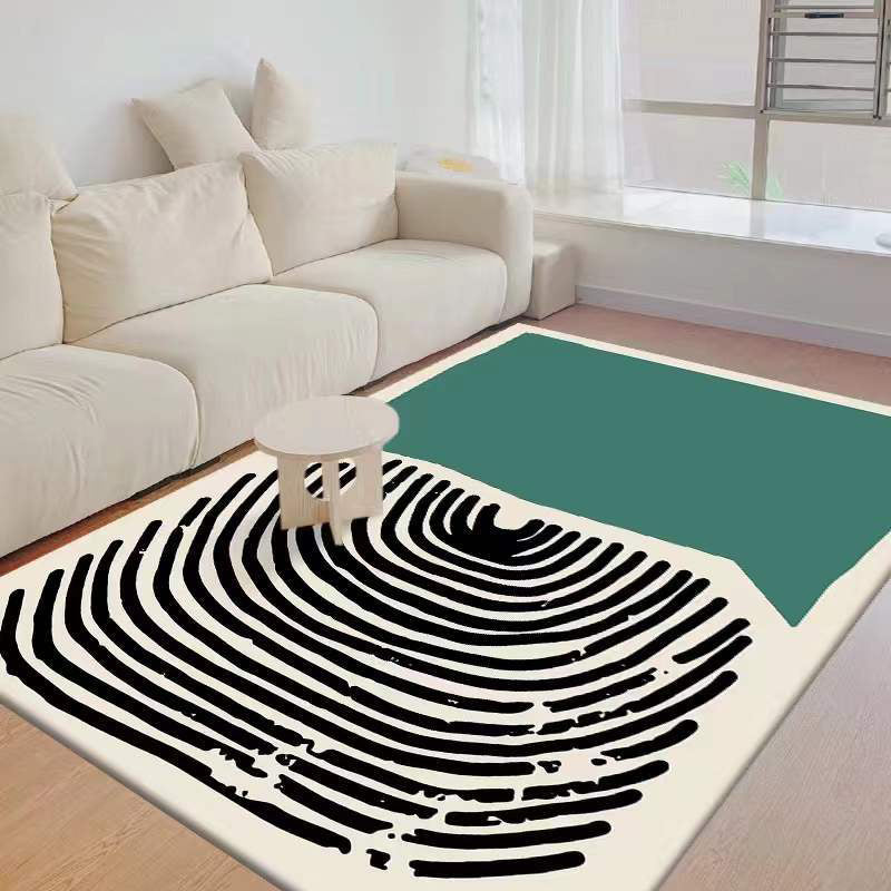 Modern Curve Lines Pattern Indoor Carpet Polyester Area Rug Washable Carpet for Home Decoration