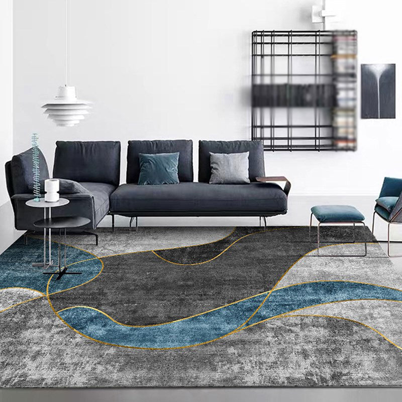 Simplicidad Patrón gráfico de la alfombra Alfombra de área de poliéster Alfombra de interior sin deslizamiento para sala de estar para sala de estar