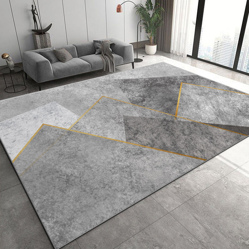 Simple Geometric Printed Carpet Polyester Indoor Rug Non-Slip Backing Rug for Home Decoration