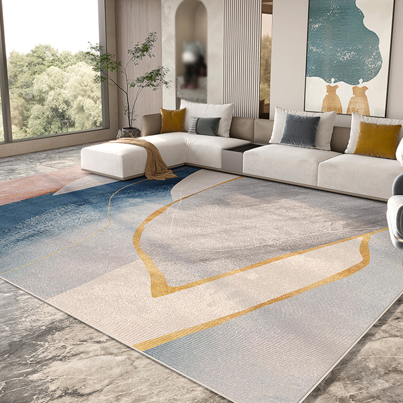 Simple Geometric Printed Carpet Polyester Indoor Rug Non-Slip Backing Rug for Home Decoration