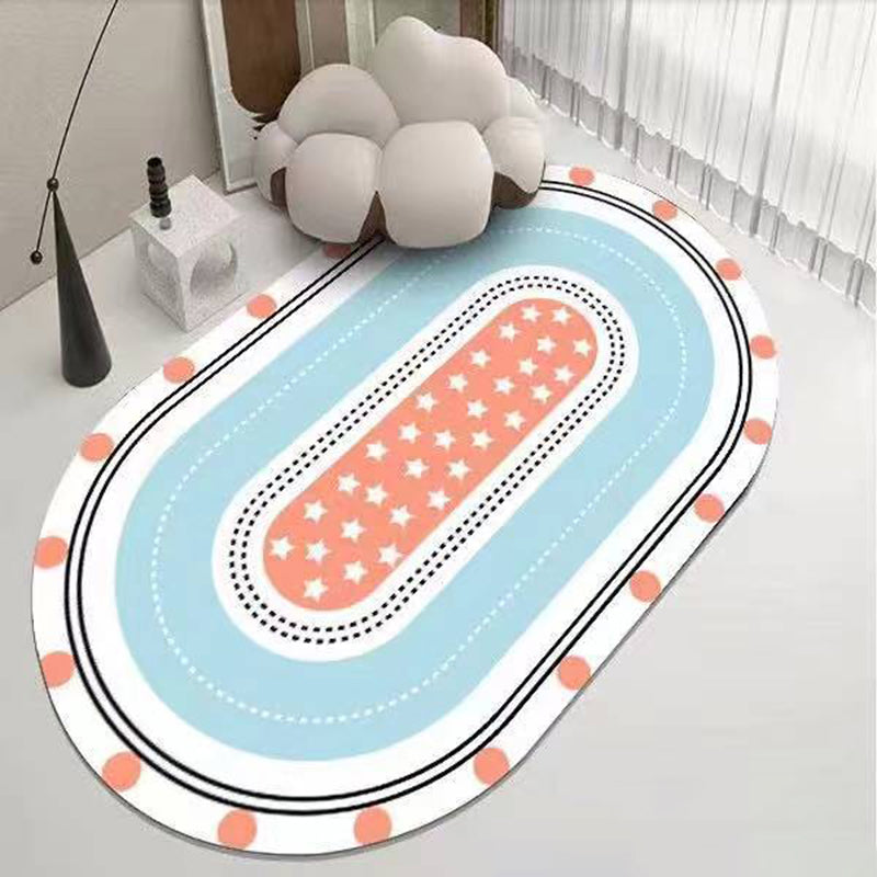 White Modern Rug Polyester Semicircle Rug Washable Rug for Living Room