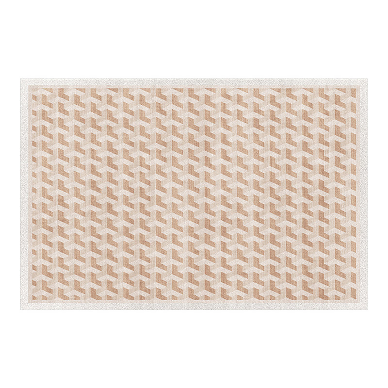 Light Brown Abstract Print Rug Polyester Modern Rug Washable Rug for Living Room