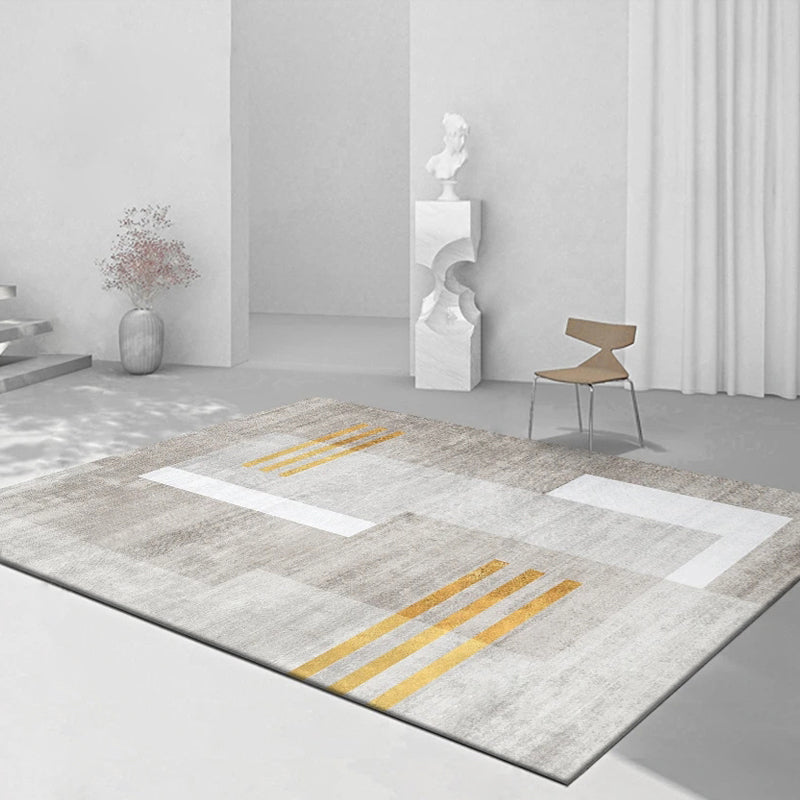 Light Grey Simple Rug Blending Line Indoor Rug Stain Resistant Rug for Home Decor