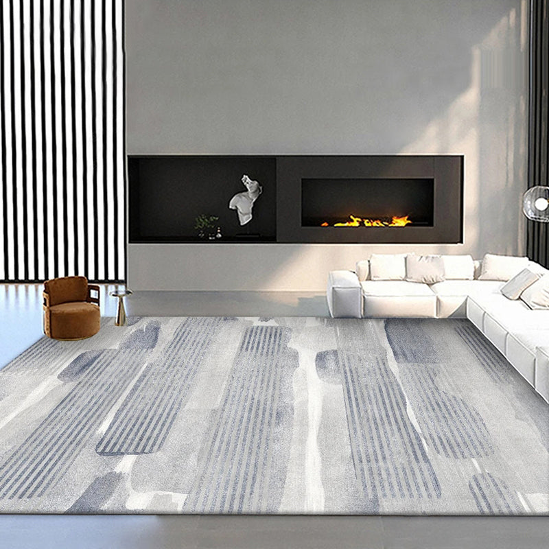 Light Grey Simple Rug Blending Line Indoor Rug Stain Resistant Rug for Home Decor