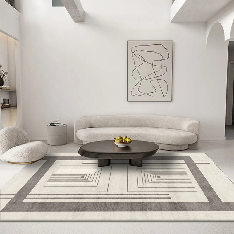 Light Grey Simple Rug Blending Line Indoor Rug Stain Resistant Rug for Home Decor