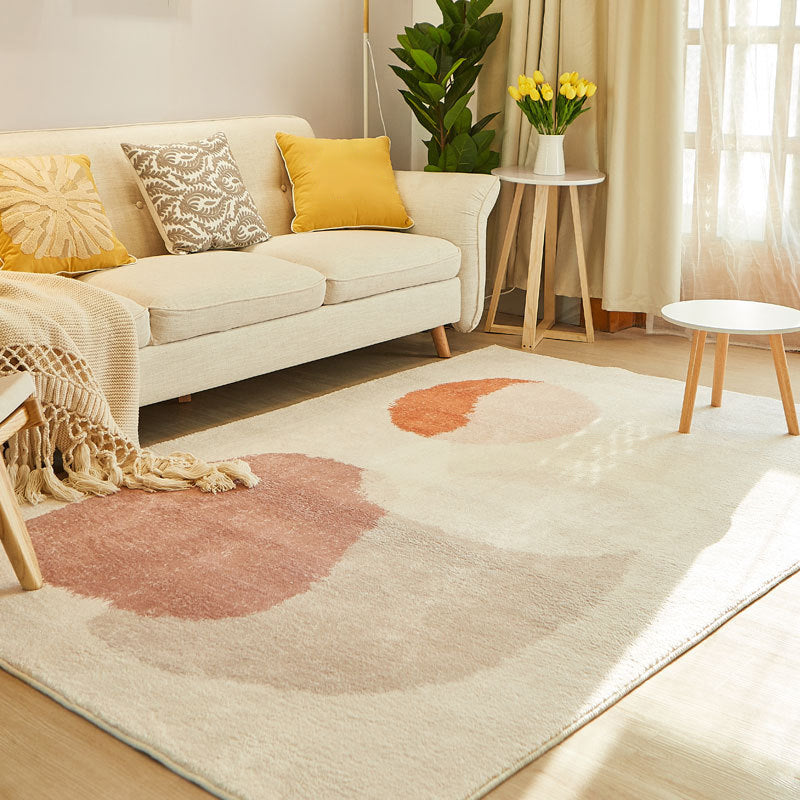 Beige Modern Rug Polyester Color Block Rug Washable Rug for Living Room