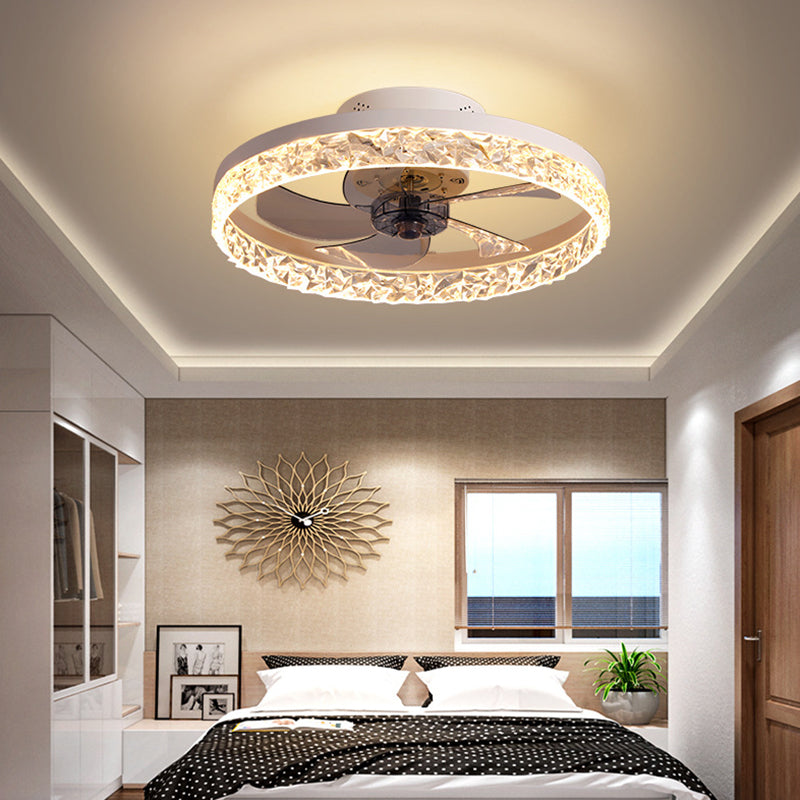 Kreisförmige LED Deckenventilator Leichte Einfachheit Acryl Schlafzimmer Halbflush -Deckenlampe