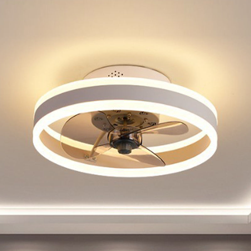 Kreisförmige LED Deckenventilator Leichte Einfachheit Acryl Schlafzimmer Halbflush -Deckenlampe