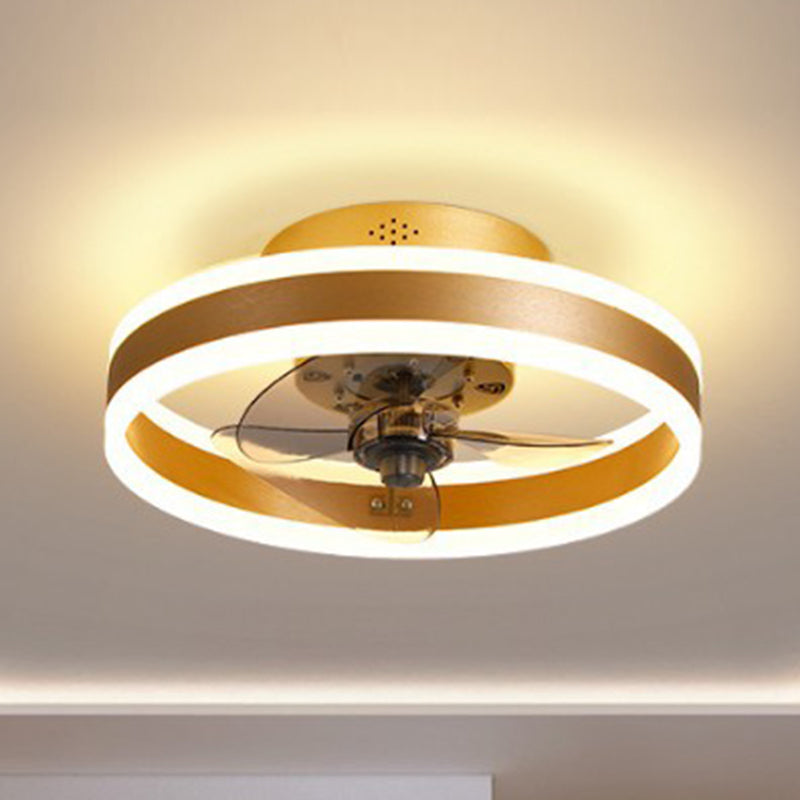 Kreisförmige LED Deckenventilator Leichte Einfachheit Acryl Schlafzimmer Halbflush -Deckenlampe