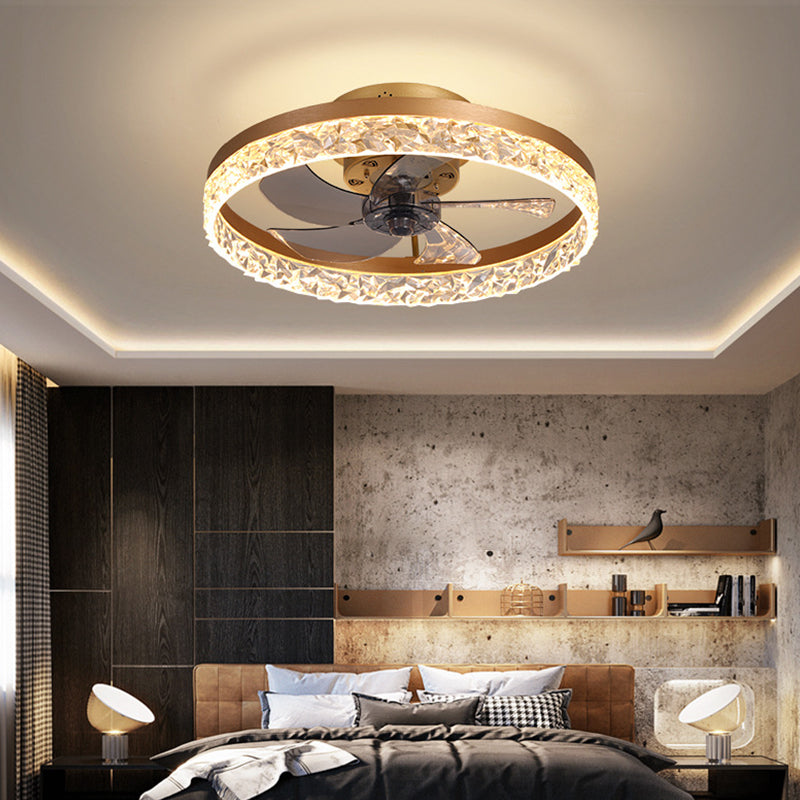 Kreisförmige LED Deckenventilator Leichte Einfachheit Acryl Schlafzimmer Halbflush -Deckenlampe
