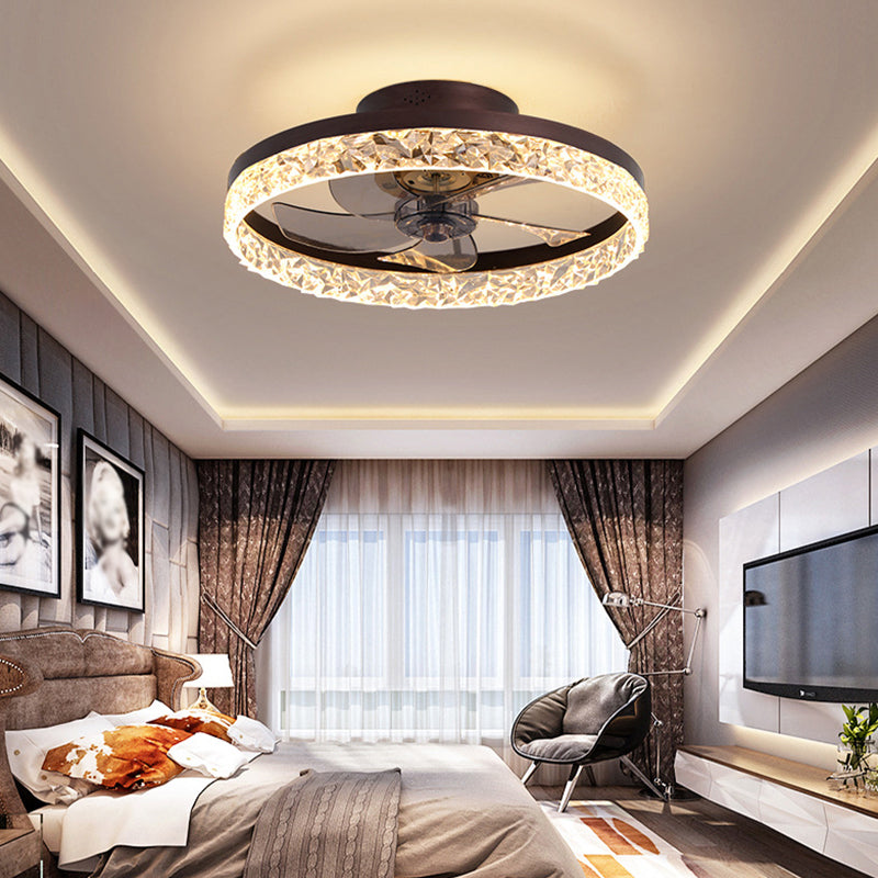 Kreisförmige LED Deckenventilator Leichte Einfachheit Acryl Schlafzimmer Halbflush -Deckenlampe