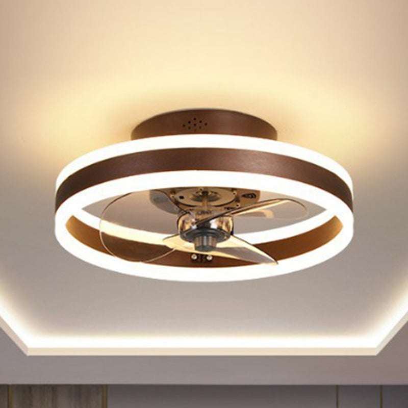 Kreisförmige LED Deckenventilator Leichte Einfachheit Acryl Schlafzimmer Halbflush -Deckenlampe