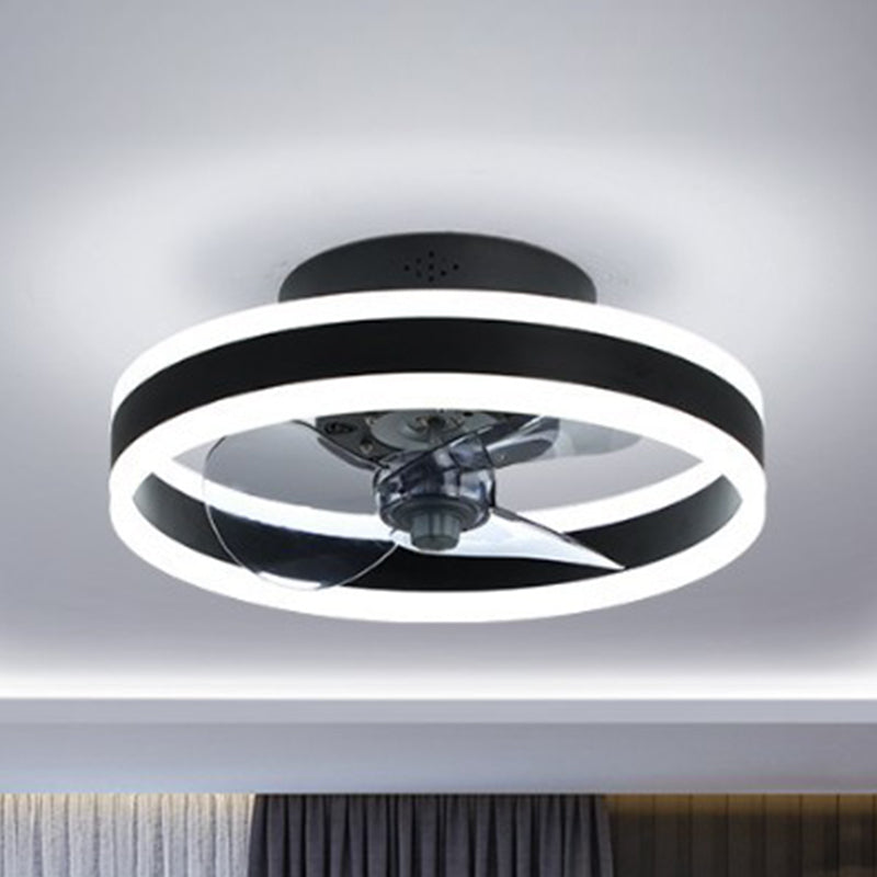 Kreisförmige LED Deckenventilator Leichte Einfachheit Acryl Schlafzimmer Halbflush -Deckenlampe