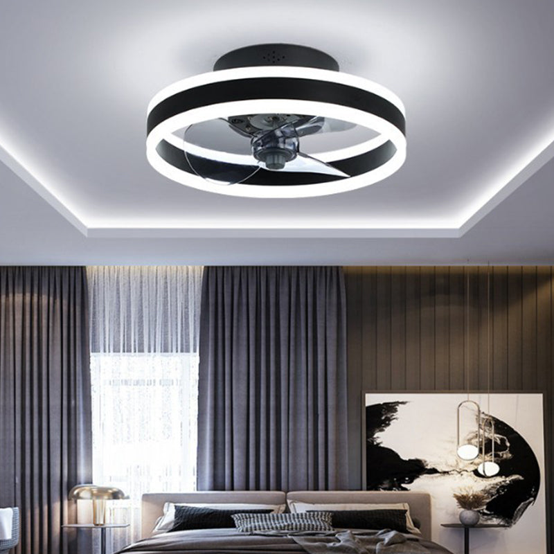 Kreisförmige LED Deckenventilator Leichte Einfachheit Acryl Schlafzimmer Halbflush -Deckenlampe