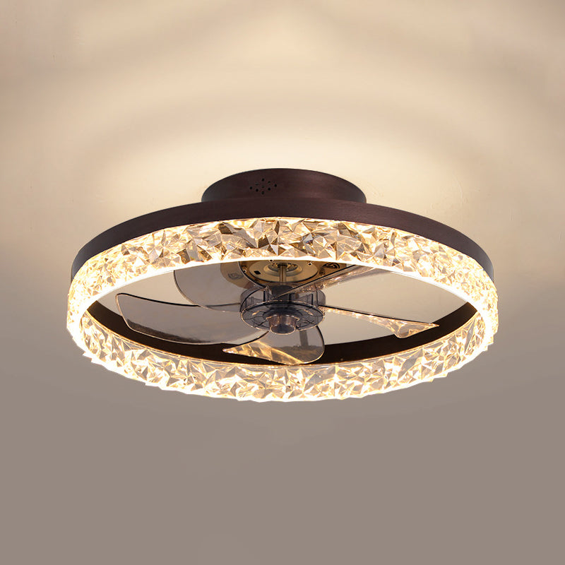 Kreisförmige LED Deckenventilator Leichte Einfachheit Acryl Schlafzimmer Halbflush -Deckenlampe