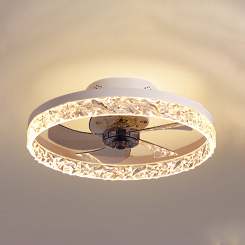 Kreisförmige LED Deckenventilator Leichte Einfachheit Acryl Schlafzimmer Halbflush -Deckenlampe