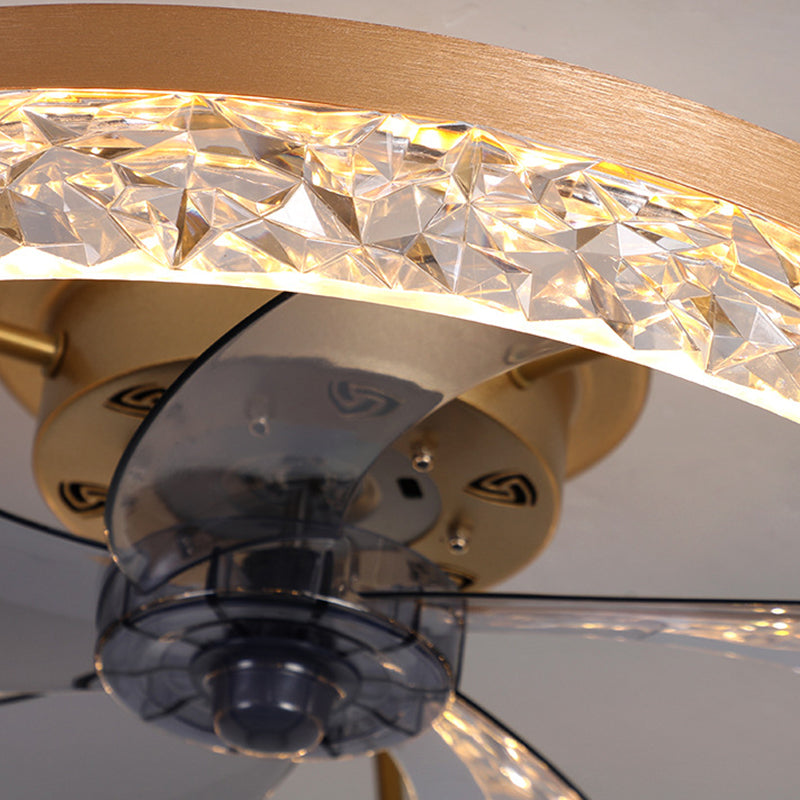 Kreisförmige LED Deckenventilator Leichte Einfachheit Acryl Schlafzimmer Halbflush -Deckenlampe