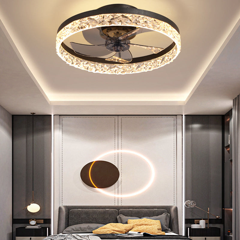 Kreisförmige LED Deckenventilator Leichte Einfachheit Acryl Schlafzimmer Halbflush -Deckenlampe