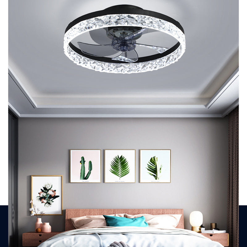 Kreisförmige LED Deckenventilator Leichte Einfachheit Acryl Schlafzimmer Halbflush -Deckenlampe