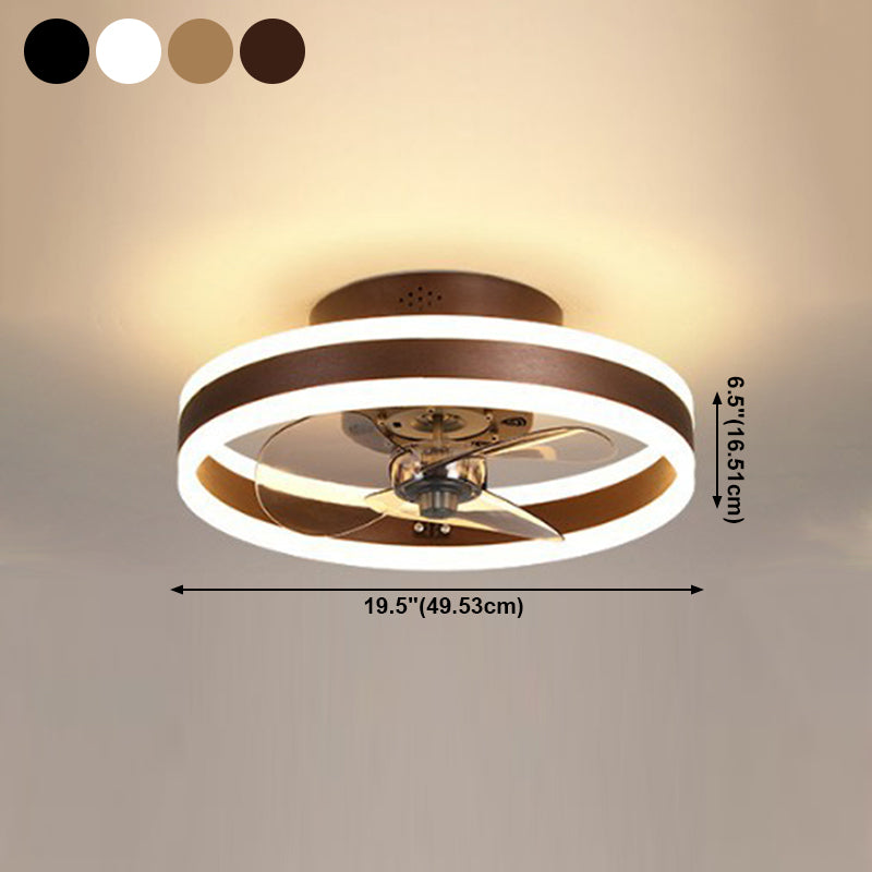 Kreisförmige LED Deckenventilator Leichte Einfachheit Acryl Schlafzimmer Halbflush -Deckenlampe
