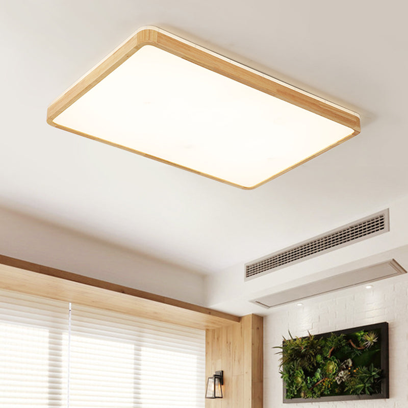LED Flush Ceiling Light Fixtures with Acrylic Shade Wooden Flush Mount Ceiling Fixture