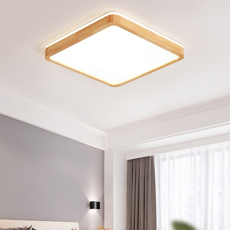 LED Flush Ceiling Light Fixtures with Acrylic Shade Wooden Flush Mount Ceiling Fixture
