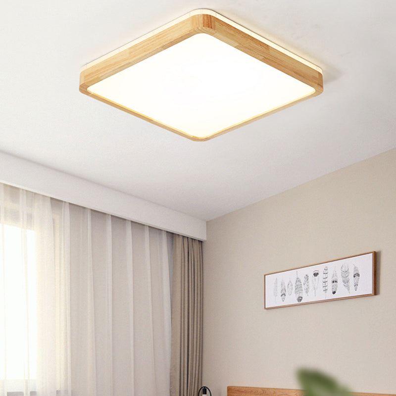 LED Flush Ceiling Light Fixtures with Acrylic Shade Wooden Flush Mount Ceiling Fixture