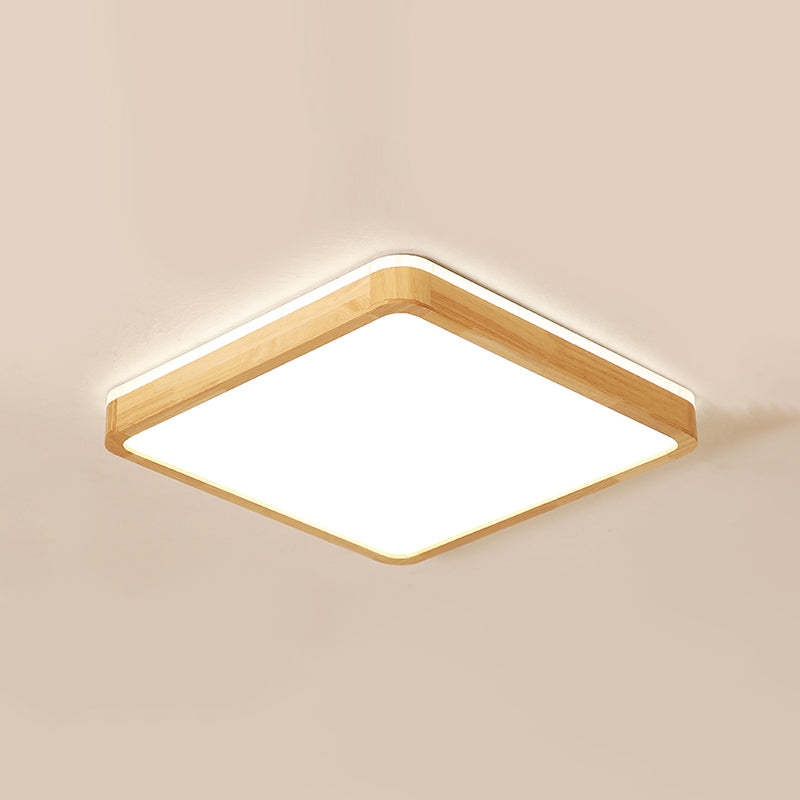 LED Flush Ceiling Light Fixtures with Acrylic Shade Wooden Flush Mount Ceiling Fixture
