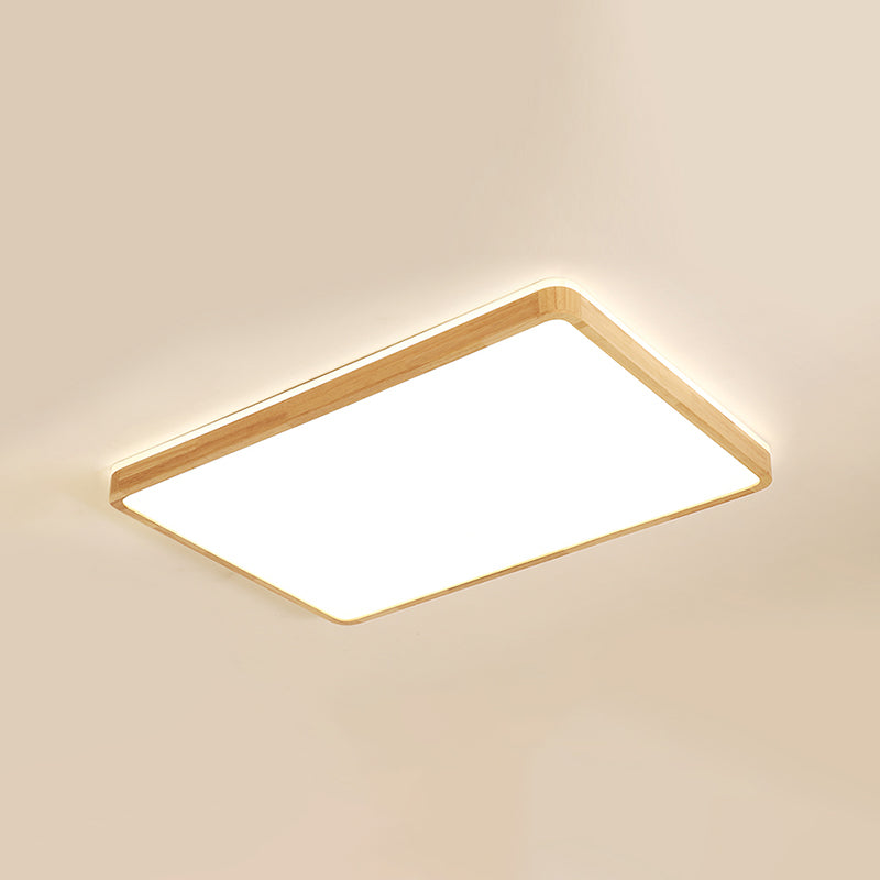 LED Flush Ceiling Light Fixtures with Acrylic Shade Wooden Flush Mount Ceiling Fixture