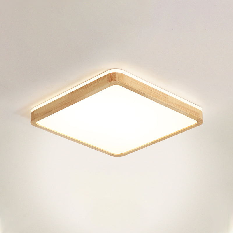 LED Flush Ceiling Light Fixtures with Acrylic Shade Wooden Flush Mount Ceiling Fixture