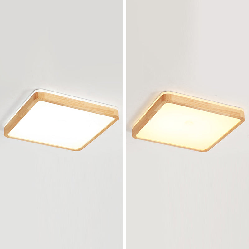 LED Flush Ceiling Light Fixtures with Acrylic Shade Wooden Flush Mount Ceiling Fixture